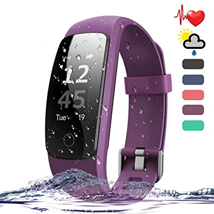 Fitness Tracker HR,Teslasz T107Plus Bluetooth 4.0 Pedometer with Heart Rate Monitor Auto Sleep Monitor Activity Tracker for Android IOS Smart Phone