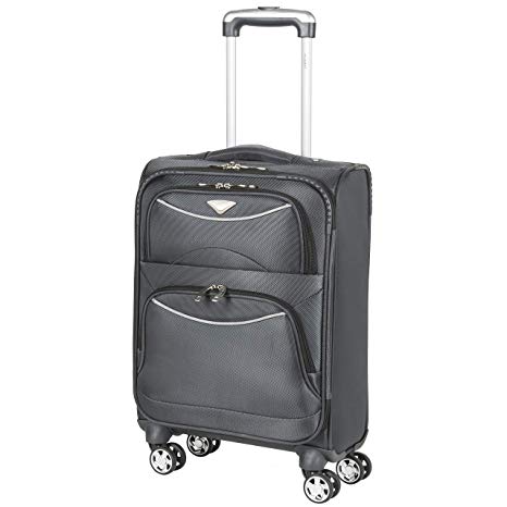 Flight Knight Lightweight 8 Wheel 1680D Soft Case Suitcases Maximum Size For Delta, United and SkyWest Airlines - Cabin Charcoal FFK0041_S