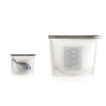 Wumal 1-Liter Fresh Bag, Reusable Silicone Food Storage Bag,Versatile Cooking Bag,No-BPA (White)