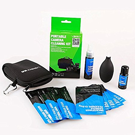VSGO Professional Cleaning Kit Air Blower Cleaner  3x APS-C Frame Sensor Cleaning Swab  5x Camera Cleaning Cloth   Lens Cleaner   Camera Screen Cleaner   Pouch for DSLR Cameras Canon Nikon Pentax Sony DC515