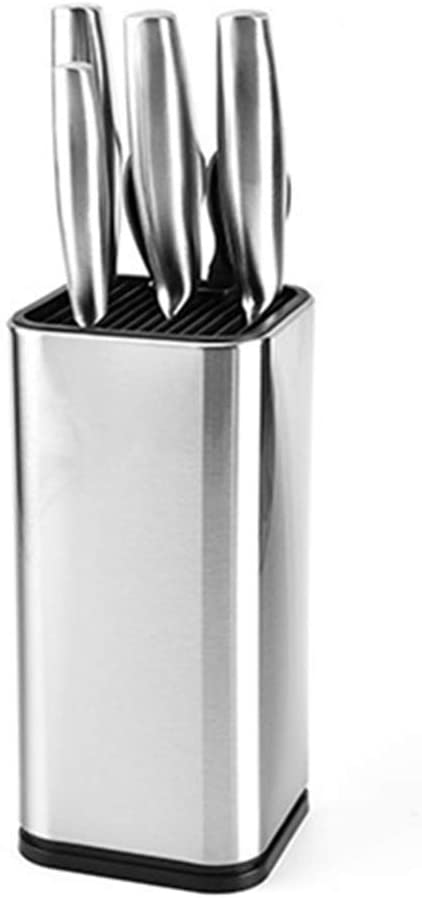 Love Your Kitchen Universal Knife Block (Without Knives) - Round Cylinder Knife Holder Stand for Steak Knife, Space-Saver Knife Block (Silver)