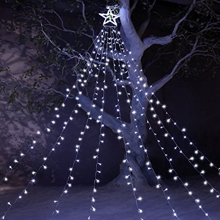 Star Lights 8 Lighting Modes with 12" Tree-Top Star and 9 Stripes Little Stars 344 bulbs