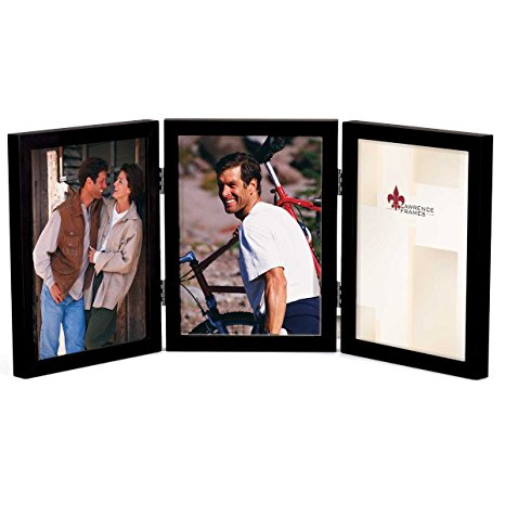 Lawrence Frames Hinged Triple Black Wood Picture Frame, Gallery Collection, 5 by 7-Inch