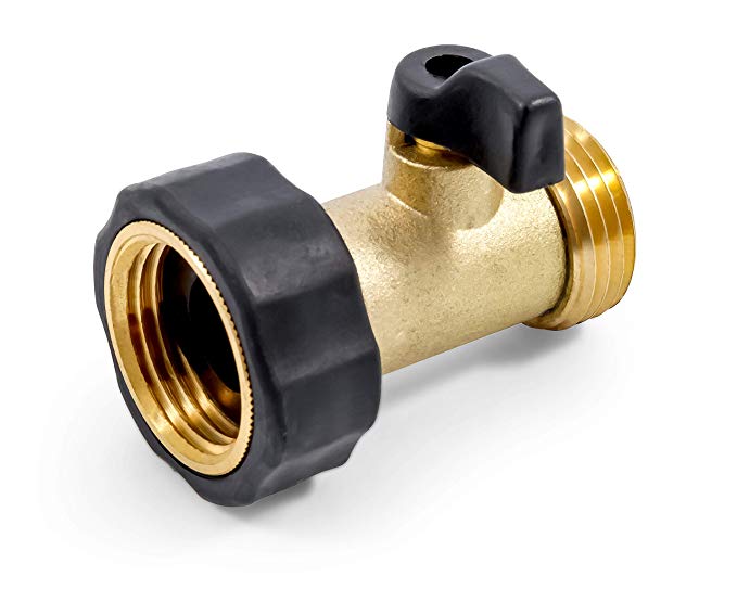 Camco 20222 Brass Connector Straight Stainless Steel Shutoff Valve and Easy Grip Handles-Easily Connects to Standard Water Hose (2022)