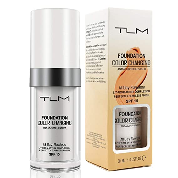 TLM Foundation Liquid,Concealer Cover Cream,Flawless Colour Changing Foundation Makeup,Warm Skin Tone, Cosmetics for Women and Girls