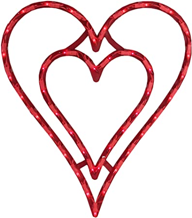 IMPACT 17" Lighted Valentine's Day Double Heart Window Silhouette Decoration