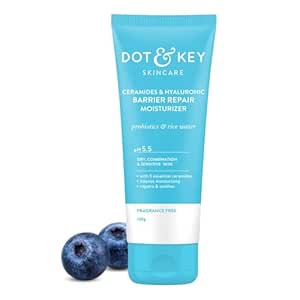 Dot'Key Ceramides Moisturizer with Hyaluronic for Intense Moisturizing and Skin Strengthening | With Probiotic & Rice Water I Barrier Repair Cream | For Dry Skin, Normal Skin & Sensitive Skin | 100g