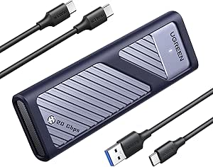 UGREEN Boîtier M.2 SSD NVMe SATA 20 Gbps USB 3.2 Gen 2 Adaptateur Disque Dur Externe NVMe SATA Aluminium M.2 2230 2242 2260 2280, Câble USB C vers USB C Inclus Supporte Trim UASP