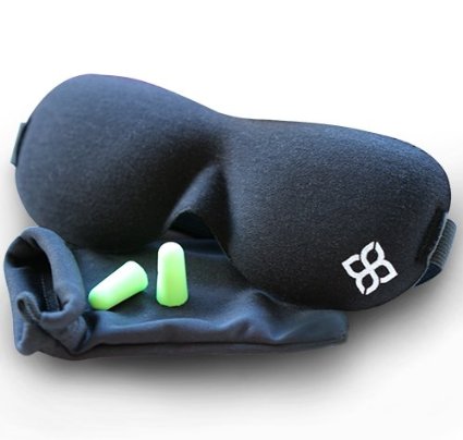 Black Sleep Mask by Bedtime Bliss® - Contoured & Comfortable With Moldex® Ear Plug Set. Includes Carry Pouch for Eye Mask and Ear Plugs - Great for Travel, Shift Work & Meditation