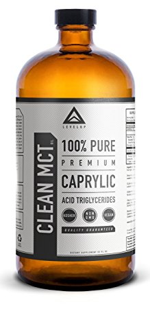 CLEAN MCT - 100% Pure C8 Caprylic Acid Oil - GLASS BOTTLE - 32oz