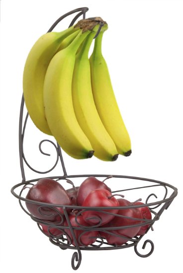 Home Basics Bronze Scroll Fruit Basket with Banana Hook
