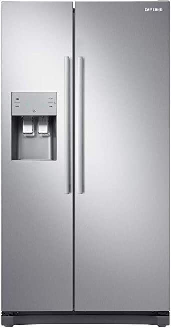 Samsung RS50N3513SL Freestanding American Fridge Freezer with Digital Inverter Technology, Plumbed-In Water and Ice Dispenser, 501 Litre, 91 cm wide, Clean Steel