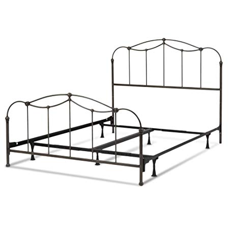Leggett & Platt Affinity Complete Metal Bed and Steel Support Frame with Spindle Panels and Detailed Castings, Blackened Taupe Finish, Full