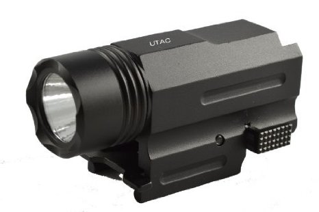 UTAC High Output 200 Lumen Tactical Compact Strobe Pistol LED Flashlight wWeaver-Picatinny Quick Release