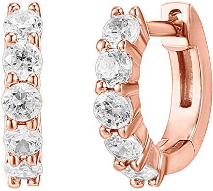 PAVOI 14K Gold Plated Sterling Silver Post 2.5mm Wide Cubic Zirconia Cuff Earrings Huggie Stud