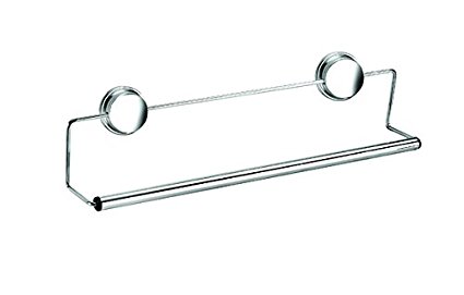 Croydex Chrome Plated Mild Steel Rust Free Stick 'N' Lock Plus Adhesive or Screw Fix Towel Rail, Silver