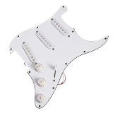 SimbasDeals Pickguard-Loaded-Strat-WHITE Loaded Prewired Pickguard SSS Fender Strat Replacement Guitar Part White 1 Pack