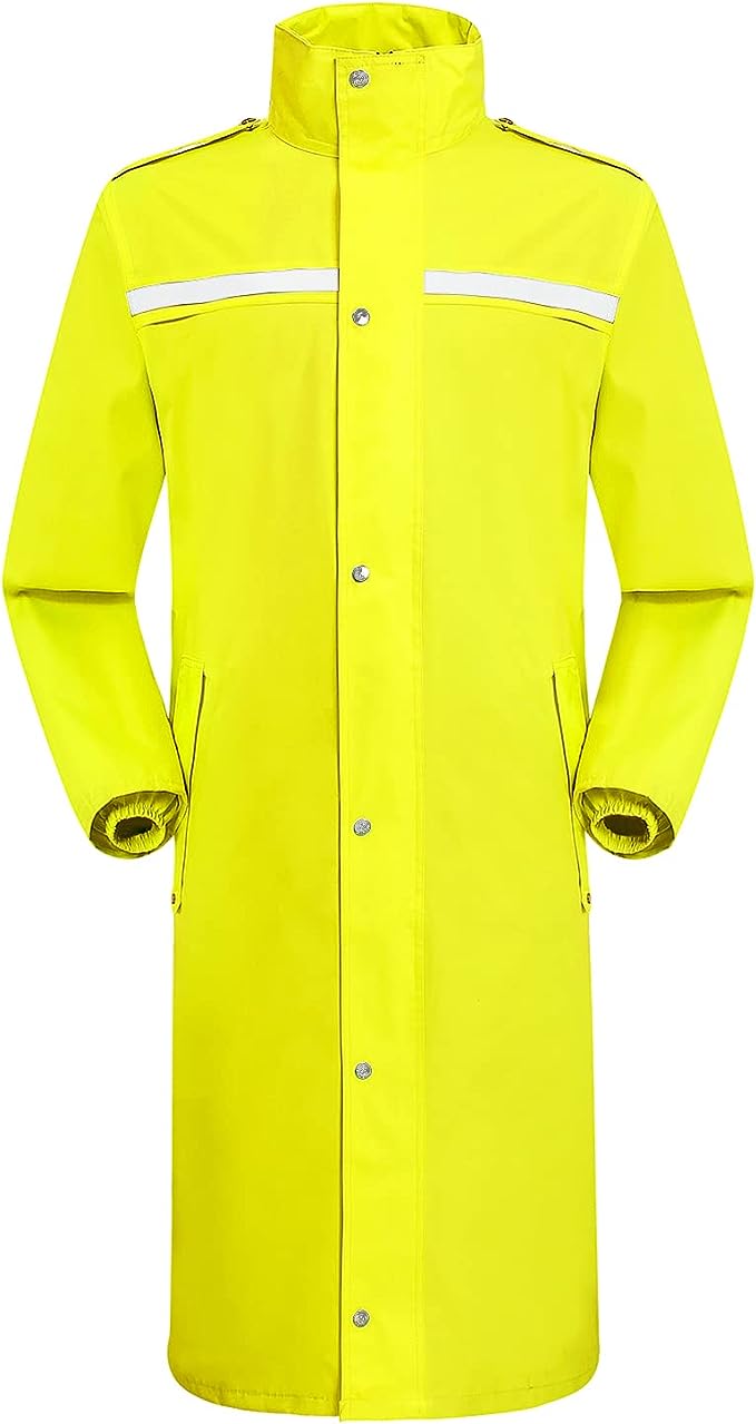 iCreek Raincoat Waterproof Long Rain Jacket Lightweight Rainwear Reflective with Packable Hood for Men Women Adults