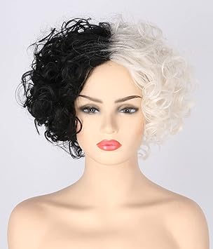 Topcosplay Women Wigs Short Curly Afro Fluffy Black and Blonde Wigs Cosplay Costume Wig