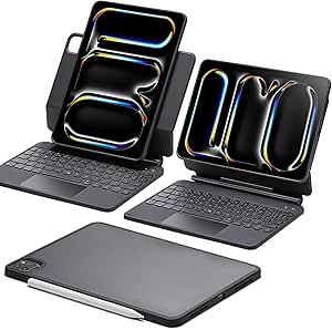 ESR iPad Pro 11 Inch Case with Keyboard (M4, 2024), iPad Pro 11(5th Gen) Keyboard Case with Easy-Set Magnetic Stand, Portrait/Landscape Modes, Removable Protective Case, Rebound 360 Series, Black