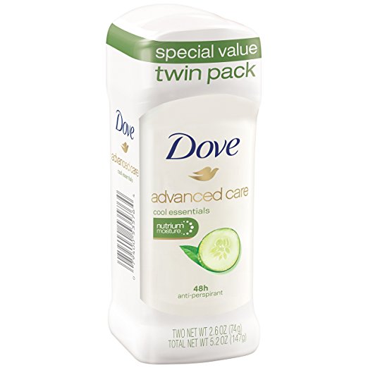 Dove Advanced Care Antiperspirant Deodorant Cool Essentials 2.6 oz, Twin Pack