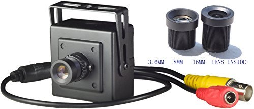 Color Mini CCTV Camera Case hidden Security Camera Lens 3.6mm,8mm,16mm 1200tvl with IR filter With Bonus Power Supply