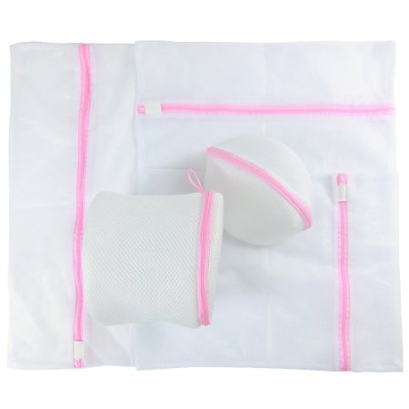 Liquar Delicates Laundry Bags (Set of 5   1 Non-woven Bag) - Washing Bags for Blouse, Hosiery, Stocking, Underwear, Bra and Lingerie, Pink