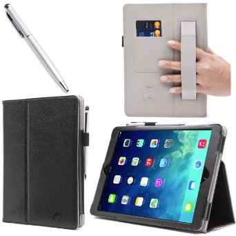 iPad Pro 9.7 inch Case, i-Blason Apple iPad Pro 9.7 2016 Slim Leather Book Cover with Built in Hand Strap, Stand Feature, Credit Card, and ID Holders (Black)