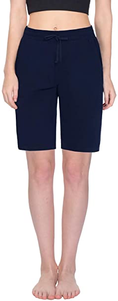 TAIBID Women's Active Lounge Bermuda Shorts Cotton Fitness Activewear Yoga Workout Running Shorts with Pockets, Size S - XXL