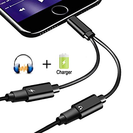 2 in 1 Headphone Jack Adapter Lightning Splitter for Apple iPhone X iPhone 8/8 Plus iPhone 7/7 Plus, Sprtjoy Dual Lightning Earphone Audio Charge Music Audio Control Call Support iOS 11 or Later