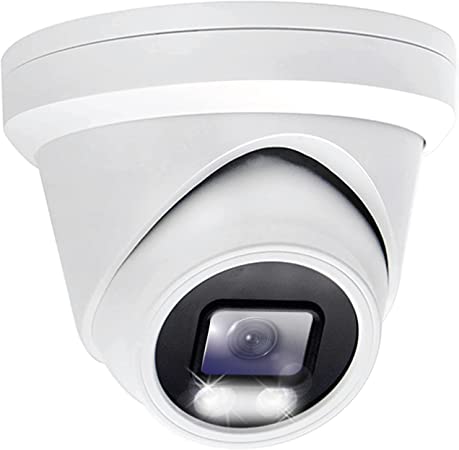 Hikvision/ Uniview Compatible HD 5MP Sony Starvis Sensor IP Camera Colorvu PoE Turret Dome with Microphone, 24/7 Full Time Color at Night, Weatherproof IP67 Indoor Outdoor Wide Angle 2.8mm
