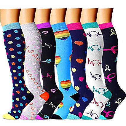 Compression Socks (7/8 Pairs), 15-20 mmHg is Best Athletic & Medical for Men & Women, Running, Flight, Travel, Nurses, Pregnant - Boost Performance, Blood Circulation & Recovery