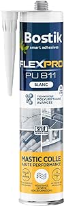 Bostik Mastic Colle Flexpro PU811 – Colle et Jointe Tous Matériaux – Multi-Usages – Intérieur/Extérieur et Milieux Humides – Formule Polyuréthane Haute Performance – Couleur : Blanc – 300 ml