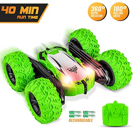 Remote Control Car for Boys, RC Stunt Car High Speed Vehicle for Kids Toys, Hottest Gift for Christmas Boy Age 6 7 8 9 10, Double Sided 360° Rotaing, 4WD 2.4Ghz, 4 Rechargeable Batteries (Included)
