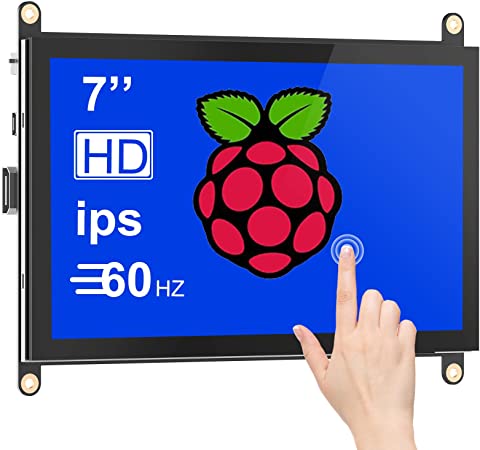 HMTECH 7 Inch Raspberry Pi Screen Touchscreen Monitor 1024x600 HDMI Portable Monitor 16:9 IPS Screen Display for Raspberry Pi 4/3/2/Zero/B/B  Win10/8/7, Free-Driver