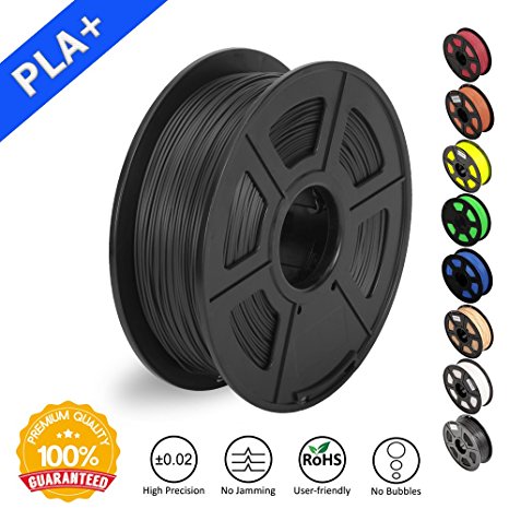 3D Printer Filament PLA Plus Black(more like grey),PLA Plus Filament 1.75 mm SUNLU,Low Odor Dimensional Accuracy  /- 0.02 mm 3D Printing Filament,2.2 LBS (1KG) Spool 3D Printer Filament for 3D Printers & 3D Pens,Black(more like grey)