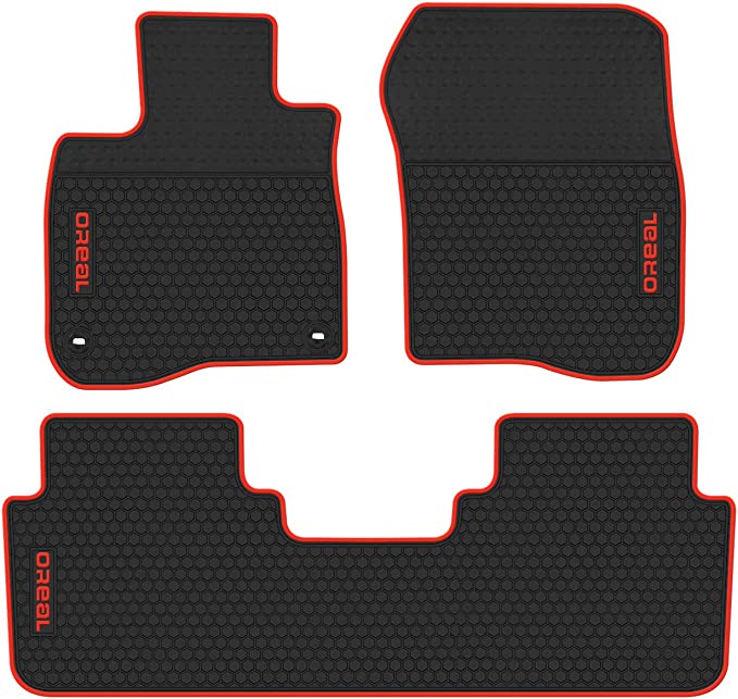 biosp Car Floor Mats for Honda CR-V CRV 5th 2017 2018 2019 Front And Rear Seat Heavy Duty Rubber Liner Black Red Vehicle Carpet Custom Fit-All Weather Guard Odorless