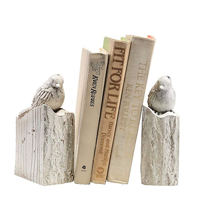 Whitewashed Bird Bookends