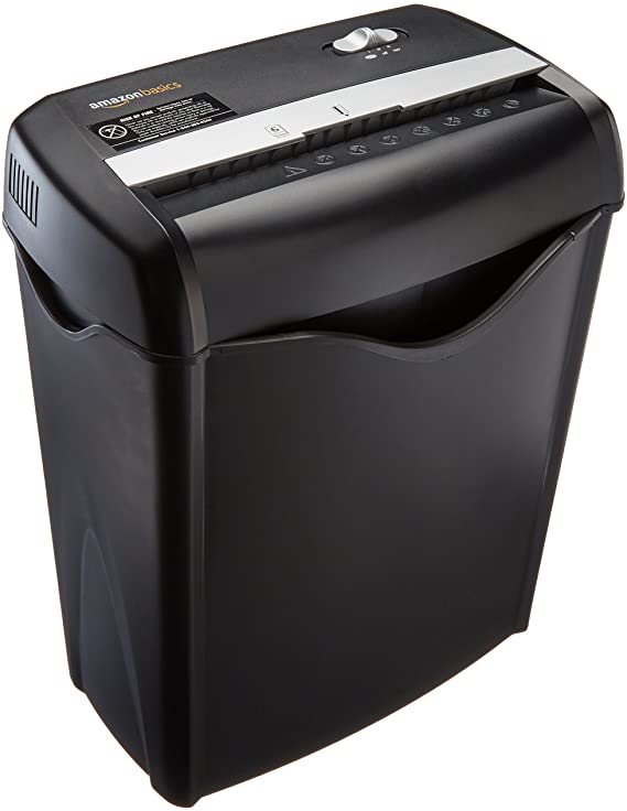 AmazonBasics 6-Sheet Cross-Cut Paper and Credit Card Home Office Shredder