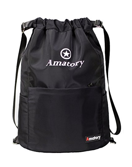 Gym Yoga Sports School Travel Lightweight Waterproof Drawstring Bag Backpack