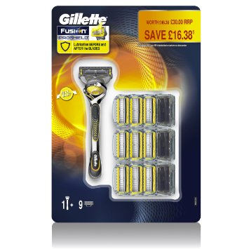 Gillette Fusion Proshield Flexball Manual Razor with 9 Razor Blades