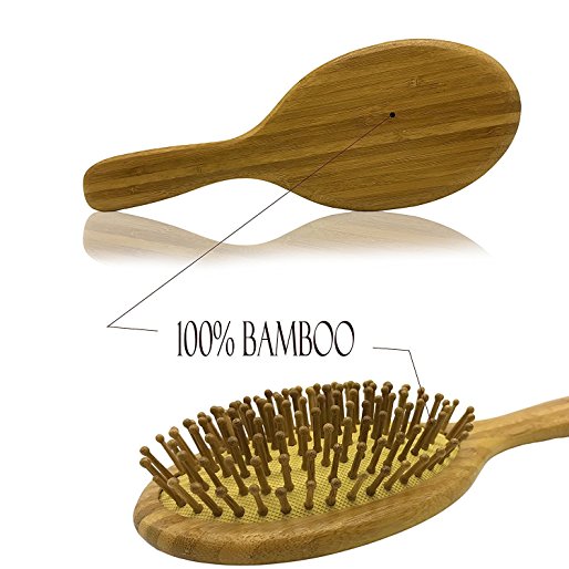 MAYMII 100% Natural Bamboo Detangling Hair Brush, Anti Static Hair Detangler, Improve Hair Growth, Prevent Hair Loss, Dandruff Scalp, Bamboo Bristles Pin Massage Scalp For Healthy Hair.