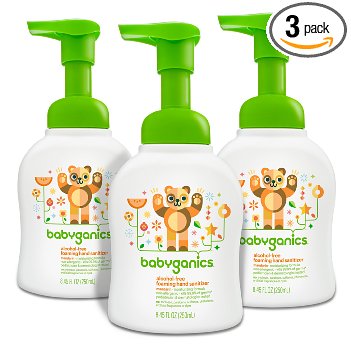 Babyganics Alcohol-Free Foaming Hand Sanitizer, Mandarin, 8.45oz Pump Bottle (Pack of 3)