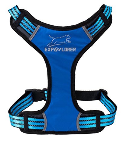 No Pull Sport Dog Harness, Outdoor Front Range Soft Adjustable Pet Harness with YKK Buckle, Lightweight Lining and Reflective Stitching by EXPAWLORER