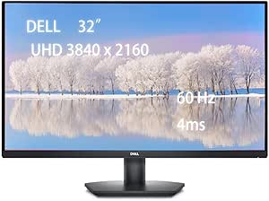 Dell S Series 32" 4K Widescreen Monitor, Ultra HD (3840 x 2160), 60Hz, 4ms, AMD FreeSync, VA LED Monitor, 1.07 Billion Colors, Dual HDMI 2.0, DisplayPort 1.2