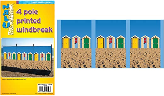 KandyToys Nalu 4 Pole Windbreaker - Printed Windbreak for Beach, Outdoor, Camping or the Garden - Beach Hut