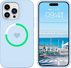 BENTOBEN for Magnetic iPhone 14 Pro Max Phone Case [Compatible with Magsafe] Slim Silicone Soft Rubber Bumper Shockproof Protective Drop Protection Girl Women Cute iPhone 14 ProMax Cover, Light Blue