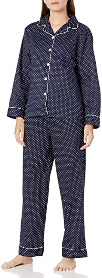 Alexander Del Rossa Women's Lightweight Button Down Pajama Set, Long Cotton Pjs