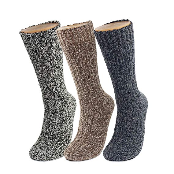 GLENMEARL 3 Pack Womens & Mens Merino Wool Hiking Socks Winter Thick Warm Boot Crew Socks for Men & Women