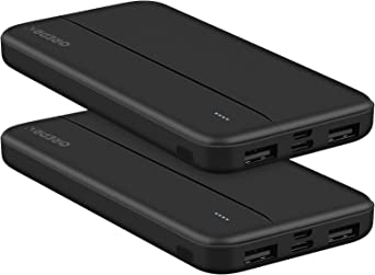 【2-Pack】Power Bank Portable Charger 10000mAh, GREPRO 2.4A Powerbank USB C External Battery, Power bank with Type-C   Micro 2 Input and 2 USB   1 Type-C Output Ports for Smartphones, Tablets and More